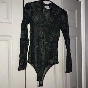 Green Sparkley Mesh Bodysuit